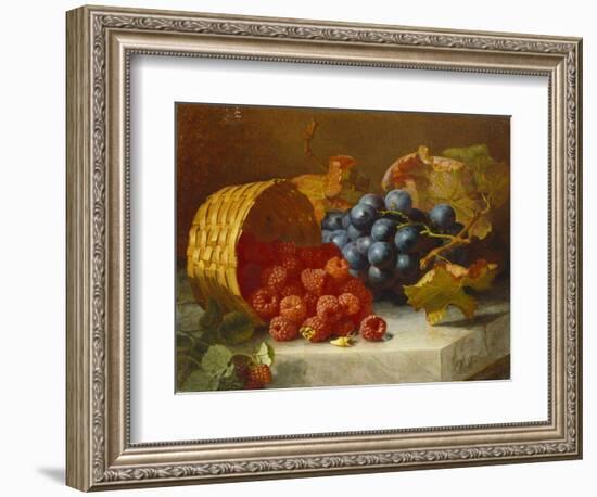 Still Life with Raspberries and a Bunch of Grapes on a Marble Ledge, 1882-Eloise Harriet Stannard-Framed Giclee Print