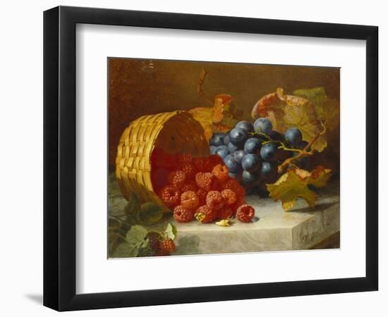 Still Life with Raspberries and a Bunch of Grapes on a Marble Ledge, 1882-Eloise Harriet Stannard-Framed Giclee Print