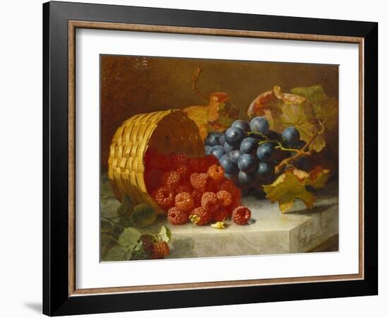 Still Life with Raspberries and a Bunch of Grapes on a Marble Ledge, 1882-Eloise Harriet Stannard-Framed Giclee Print