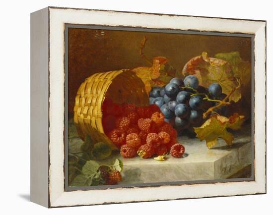 Still Life with Raspberries and a Bunch of Grapes on a Marble Ledge, 1882-Eloise Harriet Stannard-Framed Premier Image Canvas