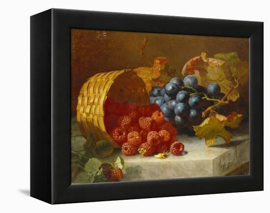 Still Life with Raspberries and a Bunch of Grapes on a Marble Ledge, 1882-Eloise Harriet Stannard-Framed Premier Image Canvas