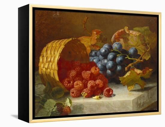 Still Life with Raspberries and a Bunch of Grapes on a Marble Ledge, 1882-Eloise Harriet Stannard-Framed Premier Image Canvas