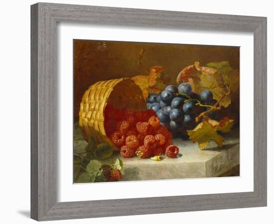 Still Life with Raspberries and a Bunch of Grapes on a Marble Ledge, 1882-Eloise Harriet Stannard-Framed Giclee Print