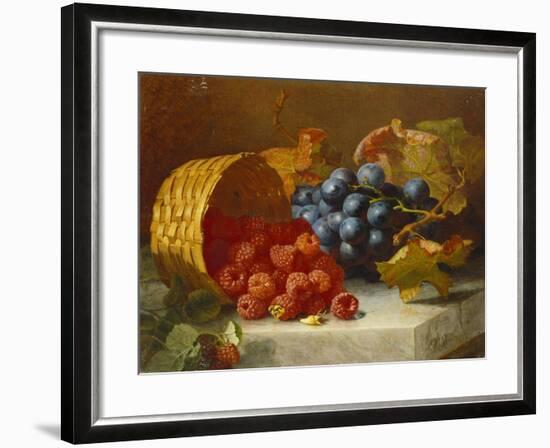 Still Life with Raspberries and a Bunch of Grapes on a Marble Ledge, 1882-Eloise Harriet Stannard-Framed Giclee Print