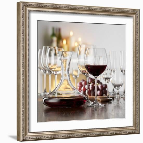 Still Life with Red Wine in Glass and Decanter-Alexander Feig-Framed Photographic Print