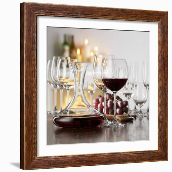 Still Life with Red Wine in Glass and Decanter-Alexander Feig-Framed Photographic Print