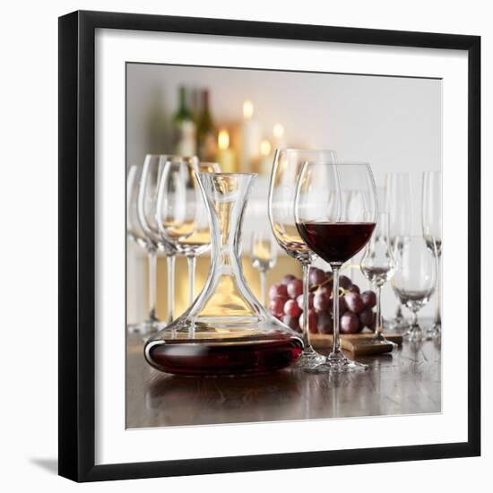 Still Life with Red Wine in Glass and Decanter-Alexander Feig-Framed Photographic Print