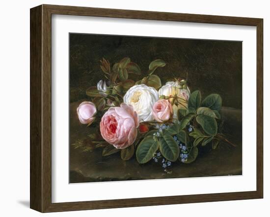 Still Life with Roses and Forget-Me-Nots-Hansine Eckersberg-Framed Giclee Print