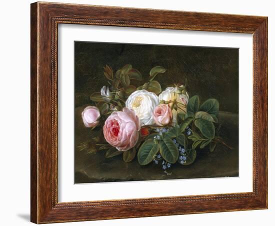 Still Life with Roses and Forget-Me-Nots-Hansine Eckersberg-Framed Giclee Print