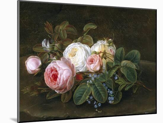Still Life with Roses and Forget-Me-Nots-Hansine Eckersberg-Mounted Giclee Print