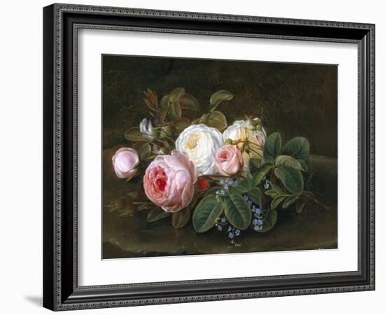 Still Life with Roses and Forget-Me-Nots-Hansine Eckersberg-Framed Giclee Print