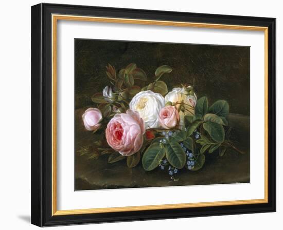 Still Life with Roses and Forget-Me-Nots-Hansine Eckersberg-Framed Giclee Print