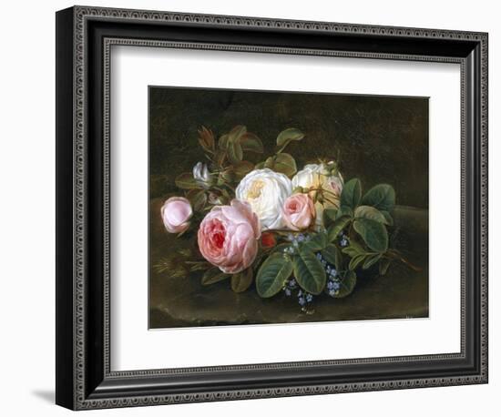 Still Life with Roses and Forget-Me-Nots-Hansine Eckersberg-Framed Giclee Print