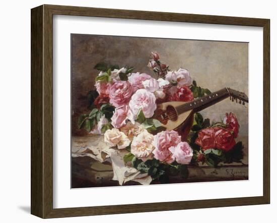 Still Life with Roses and Mandolin-Georges Jeannin-Framed Giclee Print