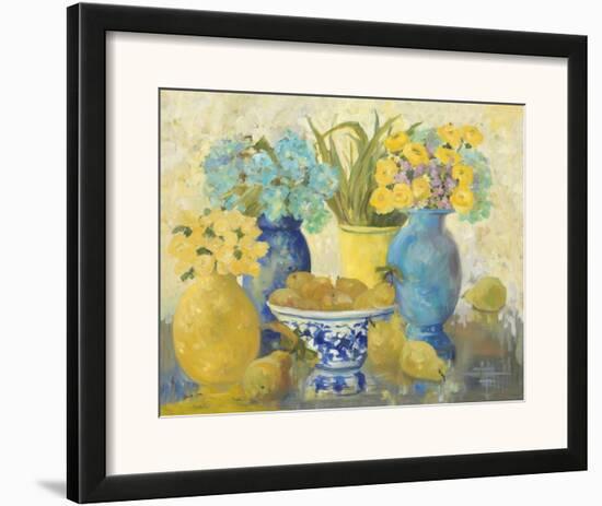 Still Life With Roses And Pears-Lorrie Lane-Framed Art Print