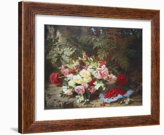 Still Life with Roses and Raspberries-Jean Baptiste Claude Robie-Framed Giclee Print