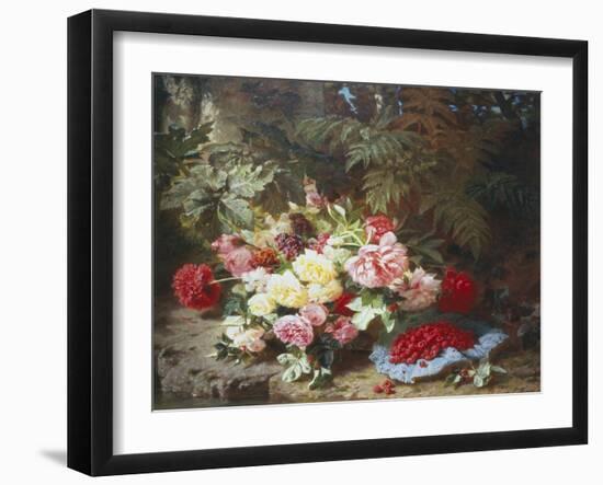 Still Life with Roses and Raspberries-Jean Baptiste Claude Robie-Framed Giclee Print