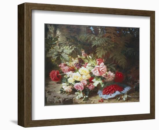 Still Life with Roses and Raspberries-Jean Baptiste Claude Robie-Framed Giclee Print