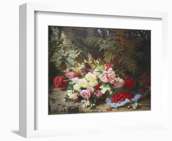 Still Life with Roses and Raspberries-Jean Baptiste Claude Robie-Framed Giclee Print