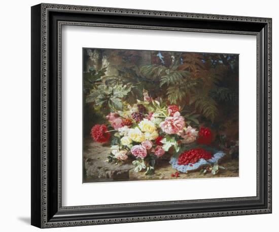 Still Life with Roses and Raspberries-Jean Baptiste Claude Robie-Framed Giclee Print