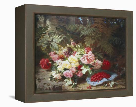 Still Life with Roses and Raspberries-Jean Baptiste Claude Robie-Framed Premier Image Canvas