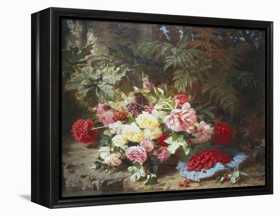 Still Life with Roses and Raspberries-Jean Baptiste Claude Robie-Framed Premier Image Canvas