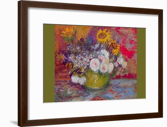 Still-Life with Roses and Sunflowers-Vincent van Gogh-Framed Art Print