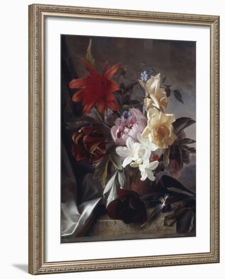 Still Life with Roses and Tulips, 1849-Theude Groenland-Framed Giclee Print