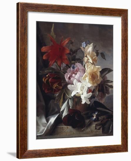 Still Life with Roses and Tulips, 1849-Theude Groenland-Framed Giclee Print