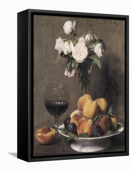 Still Life with Roses, Fruits and a Glass of Wine, 1872-Henri Fantin-Latour-Framed Premier Image Canvas