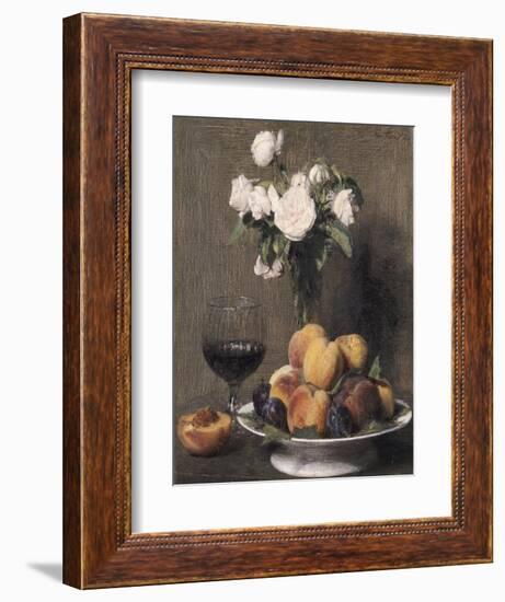 Still Life with Roses, Fruits and a Glass of Wine, 1872-Henri Fantin-Latour-Framed Giclee Print