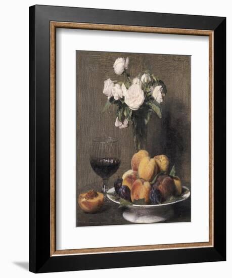 Still Life with Roses, Fruits and a Glass of Wine, 1872-Henri Fantin-Latour-Framed Giclee Print
