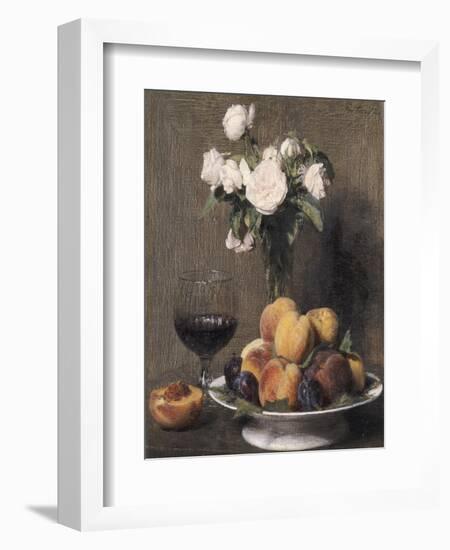 Still Life with Roses, Fruits and a Glass of Wine, 1872-Henri Fantin-Latour-Framed Giclee Print