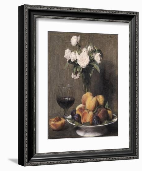 Still Life with Roses, Fruits and a Glass of Wine, 1872-Henri Fantin-Latour-Framed Giclee Print