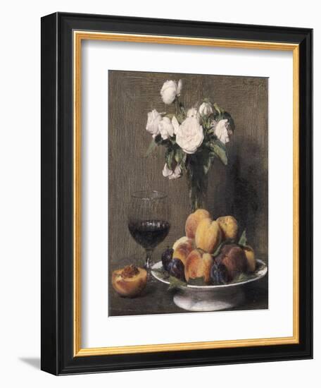 Still Life with Roses, Fruits and a Glass of Wine, 1872-Henri Fantin-Latour-Framed Giclee Print