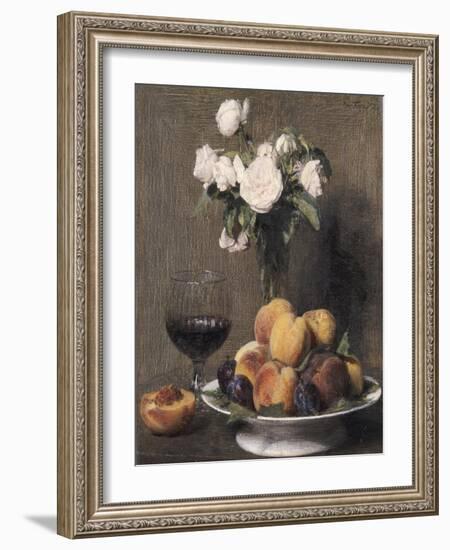 Still Life with Roses, Fruits and a Glass of Wine, 1872-Henri Fantin-Latour-Framed Giclee Print