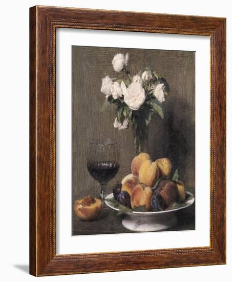 Still Life with Roses, Fruits and a Glass of Wine, 1872-Henri Fantin-Latour-Framed Giclee Print