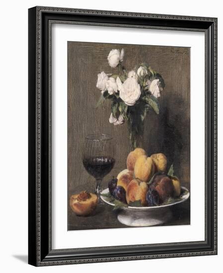 Still Life with Roses, Fruits and a Glass of Wine, 1872-Henri Fantin-Latour-Framed Giclee Print