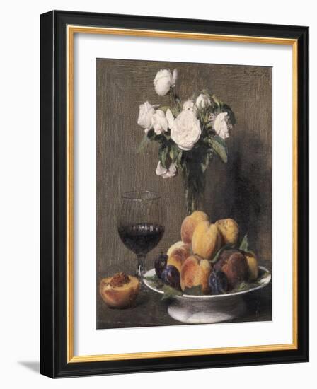 Still Life with Roses, Fruits and a Glass of Wine, 1872-Henri Fantin-Latour-Framed Giclee Print