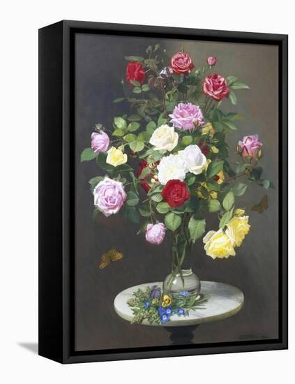 Still Life with Roses in a Glass Vase-Otto Didrik Ottesen-Framed Premier Image Canvas