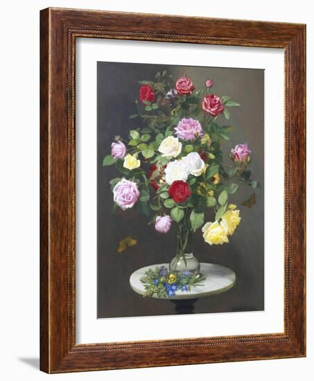 Still Life with Roses in a Glass Vase-Otto Didrik Ottesen-Framed Giclee Print