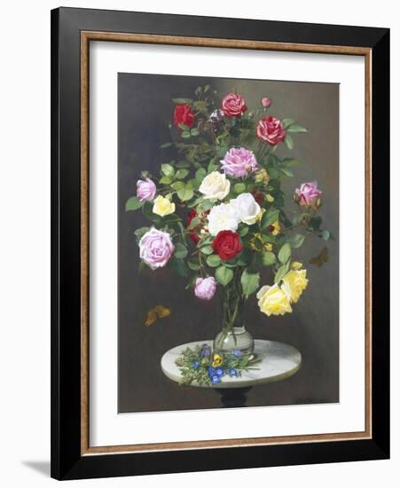 Still Life with Roses in a Glass Vase-Otto Didrik Ottesen-Framed Giclee Print