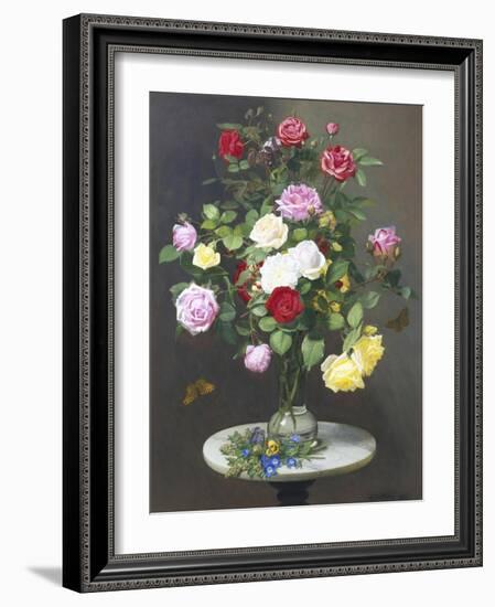 Still Life with Roses in a Glass Vase-Otto Didrik Ottesen-Framed Giclee Print