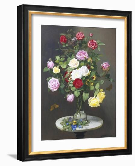 Still Life with Roses in a Glass Vase-Otto Didrik Ottesen-Framed Giclee Print