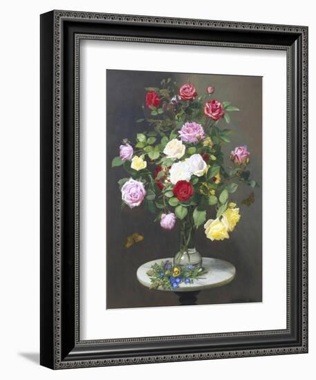 Still Life with Roses in a Glass Vase-Otto Didrik Ottesen-Framed Giclee Print