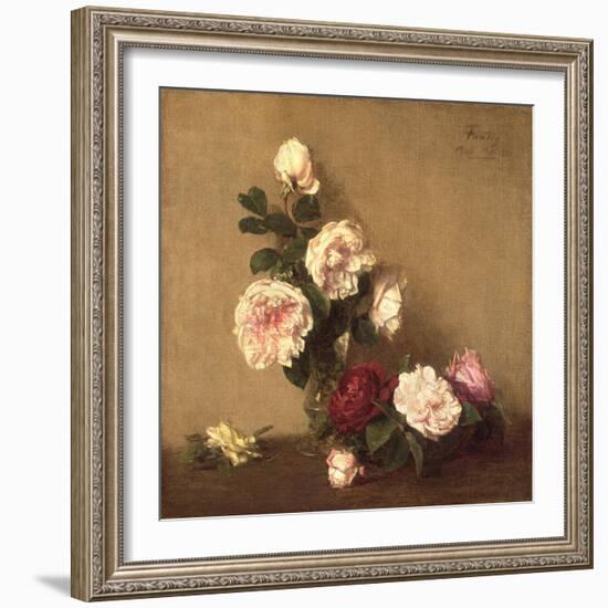 Still Life with Roses of Dijon, 1882 (Oil on Canvas)-Ignace Henri Jean Fantin-Latour-Framed Giclee Print
