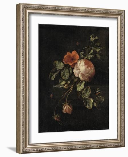 Still Life with Roses-Elias Van Den Broeck-Framed Art Print