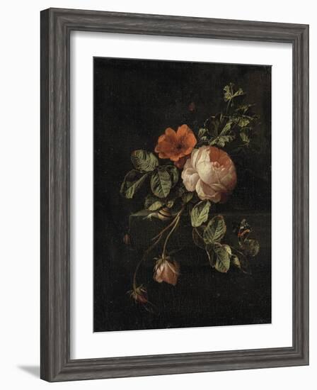 Still Life with Roses-Elias Van Den Broeck-Framed Art Print
