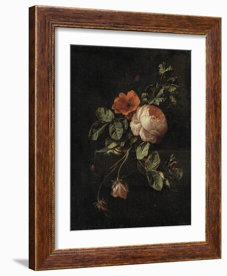 Still Life with Roses-Elias Van Den Broeck-Framed Art Print