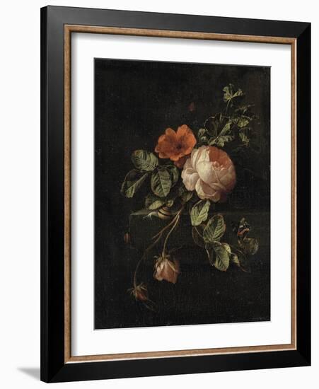 Still Life with Roses-Elias Van Den Broeck-Framed Art Print